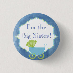 Aangepast Baby shower Partij Ik ben de Big Sister  Ronde Button 3,2 Cm