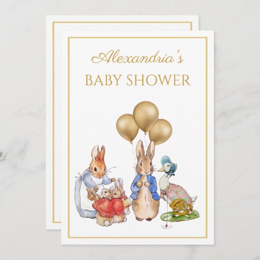 Aangepast Baby shower Peter en Josephine bunny Kaart (Voorkant / Achterkant)