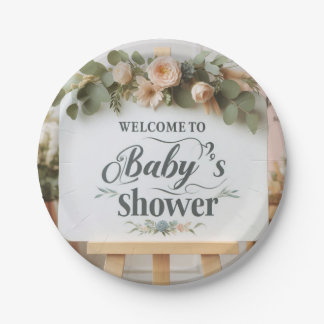 Aangepast Baby shower Ronde papieren Borden | 7-in Bordje