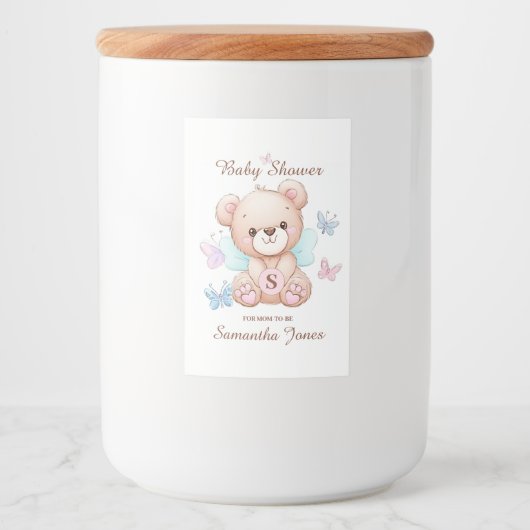 Aangepast Baby shower Voedselcontainer Etiket (Voorkant)
