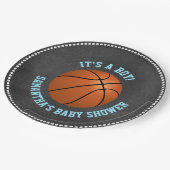 Aangepast Baby shower voor Chalkboard Basketball Papieren Bordje (Gekanteld)