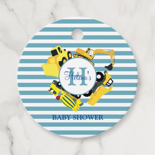 Aangepast Baby shower voor de bouw van vrachtwagen Bedankjes Labels (Voorkant)