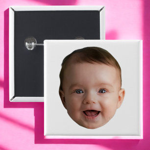 Aangepast babygezicht, Grappige aangepaste foto Vierkante Button 5,1 Cm