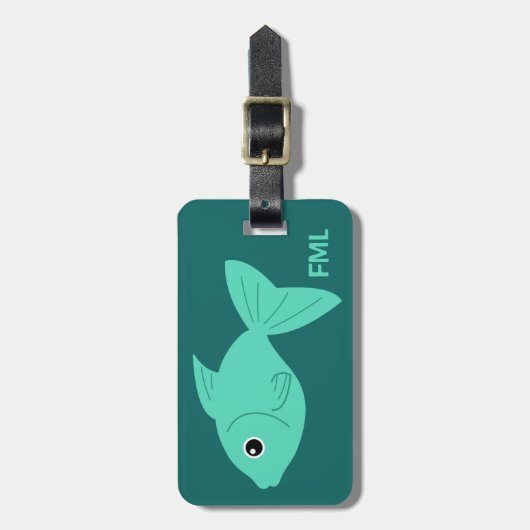 Aangepast bagagelabel Cute Fish (Voorkant verticaal)