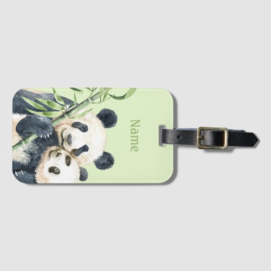 Aangepast Bagagelabel | Pandas (Voorkant (horizontaal))