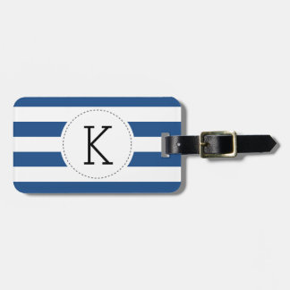 Aangepast Bagagelabel voor een blauw stripmonogram