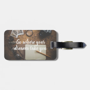 Aangepast bagagelabel voor reisavontuur met Vintag