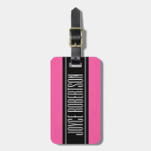 Aangepast bagagelabel voor reizen met hot-roze str (Voorkant verticaal)