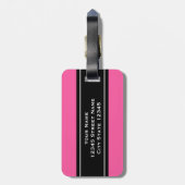 Aangepast bagagelabel voor reizen met hot-roze str (Achterkant verticaal)