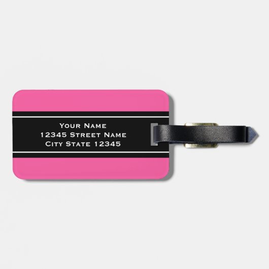 Aangepast bagagelabel voor reizen met hot-roze str (Achterkant horizontaal)