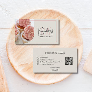 Aangepast Bakkerij Monogram Logo QR Banketbakker Visitekaartje