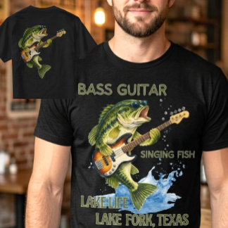 Aangepast Basgitaar Spelen Basgitaar Meer Vissen L T-shirt