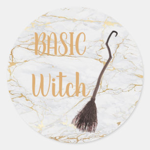 Aangepast BASIC WITCH Broom Funny Cool Aesthetic C Ronde Sticker