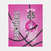 Aangepast - Basketbal Sport Design - Roze Fleece Deken (Voorkant)