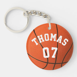 Aangepast Basketball met monogram Sleutelhanger