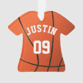 Aangepast Basketbalmonogram met naam en nummer Ornament (voorkant)