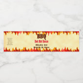 Aangepast BBQ hete saus etiket met rode vlammen (Enkel label)