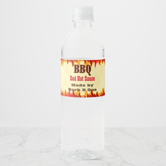 Aangepast BBQ hete saus etiket met rode vlammen (Voorkant)