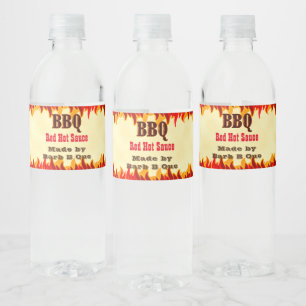 Aangepast BBQ Hot Sauce Label met rode lampjes Waterfles Etiket