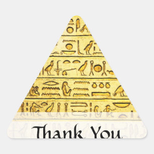 Aangepast "Bedankt" Egyptische Hieroglyphs Yellow Driehoek Sticker