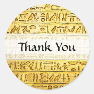 Aangepast "Bedankt" Egyptische Hieroglyphs Yellow Ronde Sticker