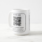 Aangepast Bedrijf Bedrijf QR Code Info Wit Eenvoud Koffiemok (Voorkant links)