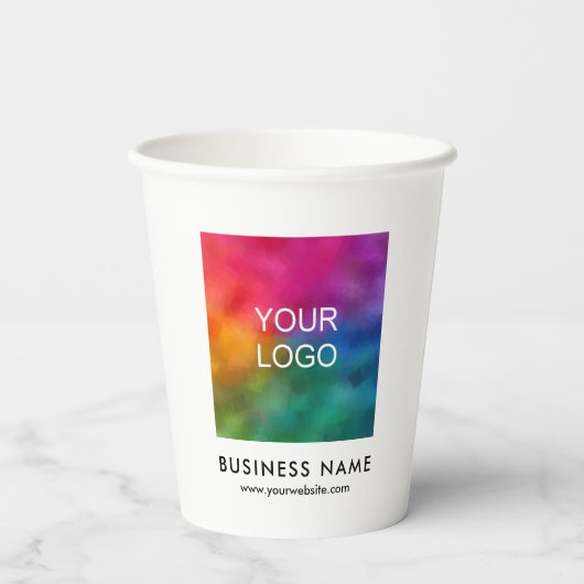 Aangepast Bedrijf Kleine Bedrijf Logo Hier Sjabloo Papieren Bekers (Achterkant)