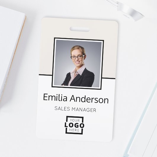 Aangepast bedrijf Logo Bar Code Medewerker Foto Be Badge