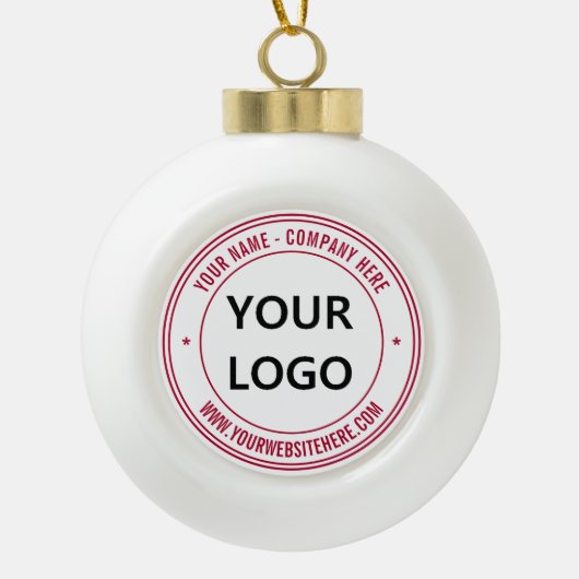 Aangepast bedrijf Logo en tekst kerstversiering Keramische Bal Ornament (Voorkant)
