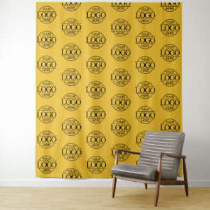 Aangepast Bedrijf Logo Patroon Achtergrond voor Be Wandkleed