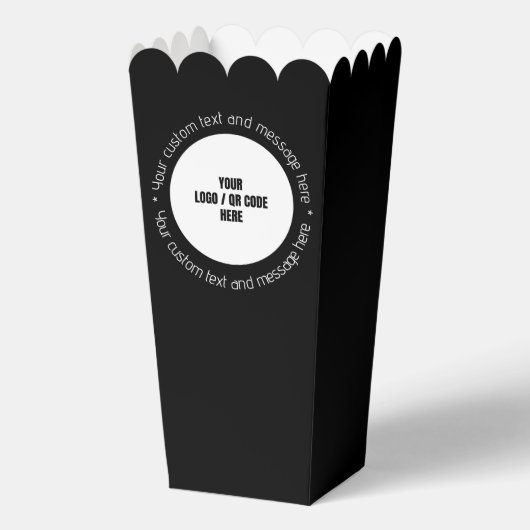 Aangepast bedrijf Logo QR Code Tekst Black Popcorn Bedankdoosjes (Voorkant)