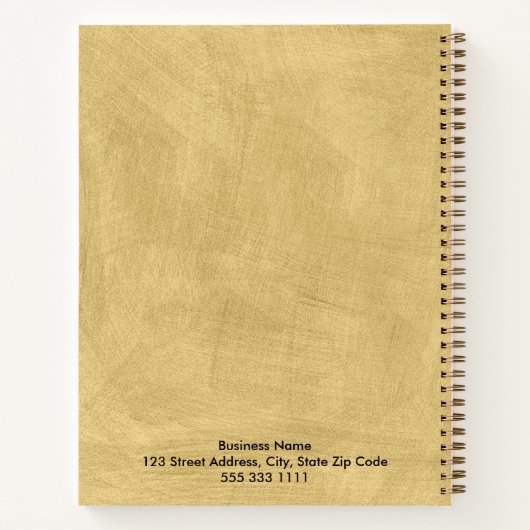 Aangepast bedrijf Voeg Logo Gold Textured Notitieb Notitieboek (Achterkant)