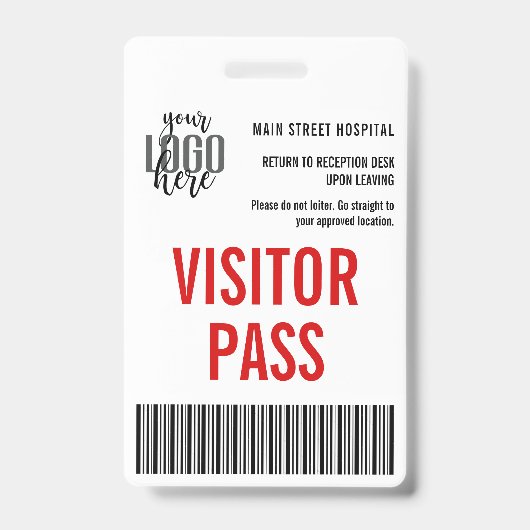 Aangepast bedrijfsbezoekerspas barcode logo ID Badge (Voorzijde)
