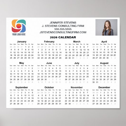 Aangepast bedrijfslogo 2026 bedrijfsagenda poster (Voorkant)
