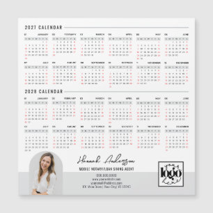 Aangepast bedrijfslogo 2027 - 2028 Agenda magneet