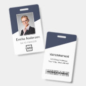 Aangepast bedrijfslogo Bar Code Werknemersfoto Bla Badge (Front & Back)