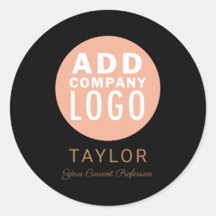 Aangepast bedrijfslogo Bedrijfsmedewerker naam T Ronde Sticker