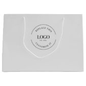 Aangepast bedrijfslogo en website grijs groot cadeauzakje (Voorkant)