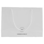 Aangepast bedrijfslogo en website grijs groot cadeauzakje (Achterkant)