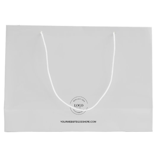 Aangepast bedrijfslogo en website grijs groot cadeauzakje (Achterkant)