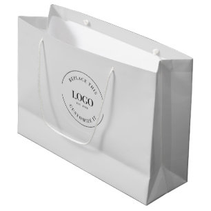Aangepast bedrijfslogo en website grijs groot cadeauzakje