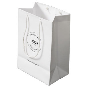 Aangepast bedrijfslogo en website wit medium cadeauzakje