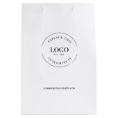 Aangepast bedrijfslogo en website wit medium cadeauzakje (Voorkant)