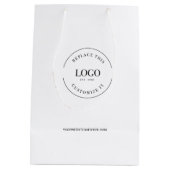 Aangepast bedrijfslogo en website wit medium cadeauzakje (Achterkant)