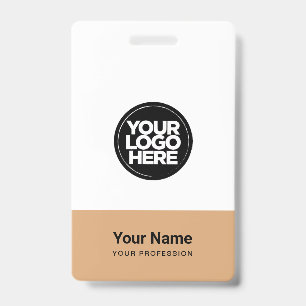 Aangepast bedrijfslogo naam titel streepjescode badge