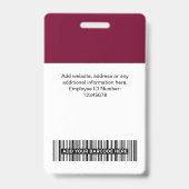 Aangepast bedrijfslogo naam titel streepjescode badge (Achterkant)