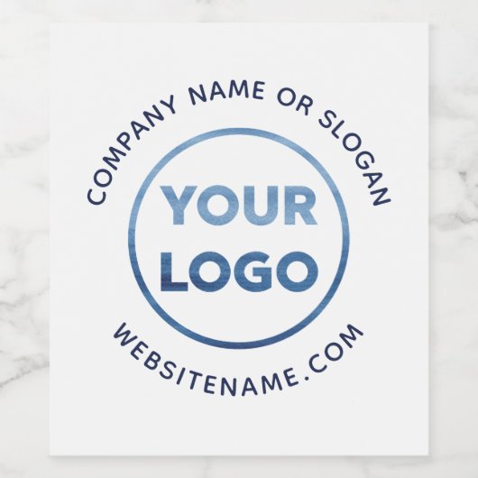 Aangepast bedrijfslogo Navyblauwe tekst Bedrijfs e Wijn Etiket (Enkel label)