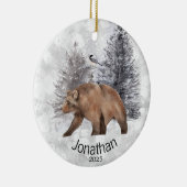 Aangepast Beer-wintercabine Keramisch Ornament (Rechts)