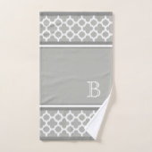 Aangepast beige grijs-wit repoel Ikat Quatrefoil a Bad Handdoek (Handdoek)