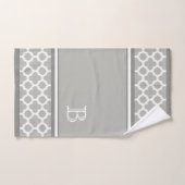 Aangepast beige grijs-wit repoel Ikat Quatrefoil a Bad Handdoek (Handdoek)